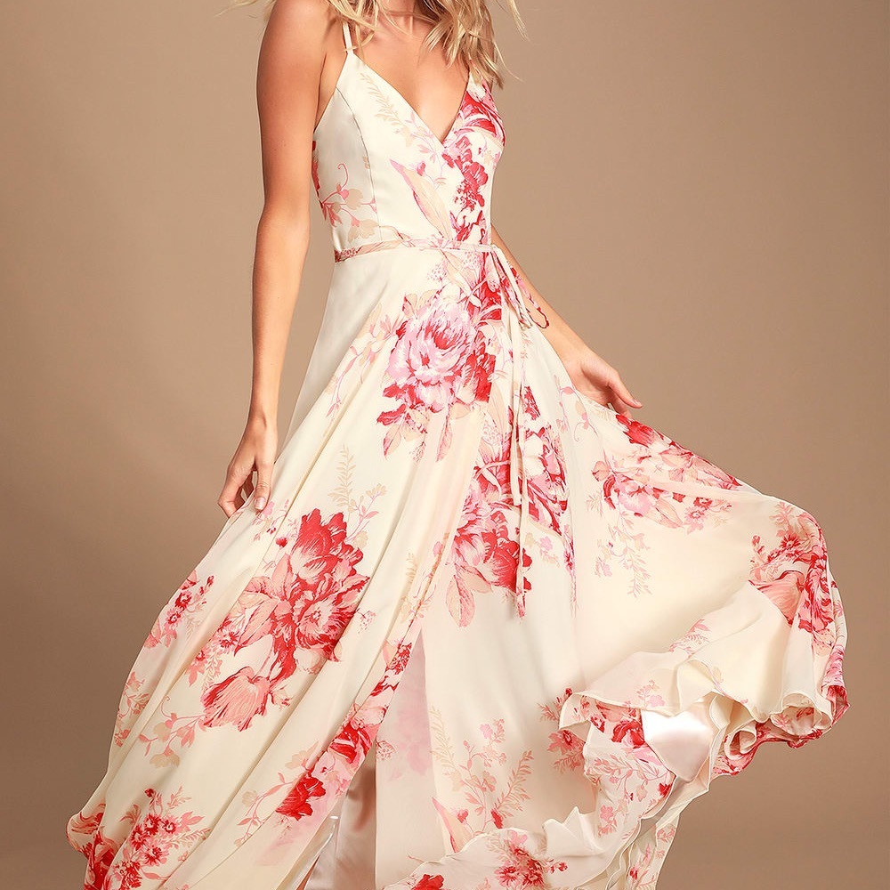 Coral, Cream Maxi Dress NWOT